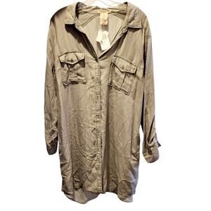 Philosophy Gray Tencel Tunic Shirt Button Down Dress Size XXL NEW with tags!